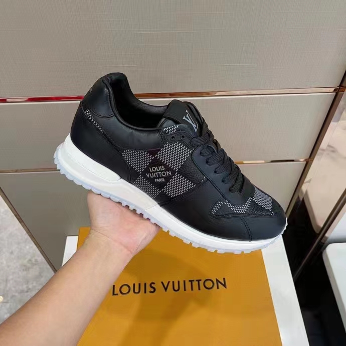 Louis Vuitton LV Unisex Run Away Sneaker Black Maxi Damier Embossed Grained Calf