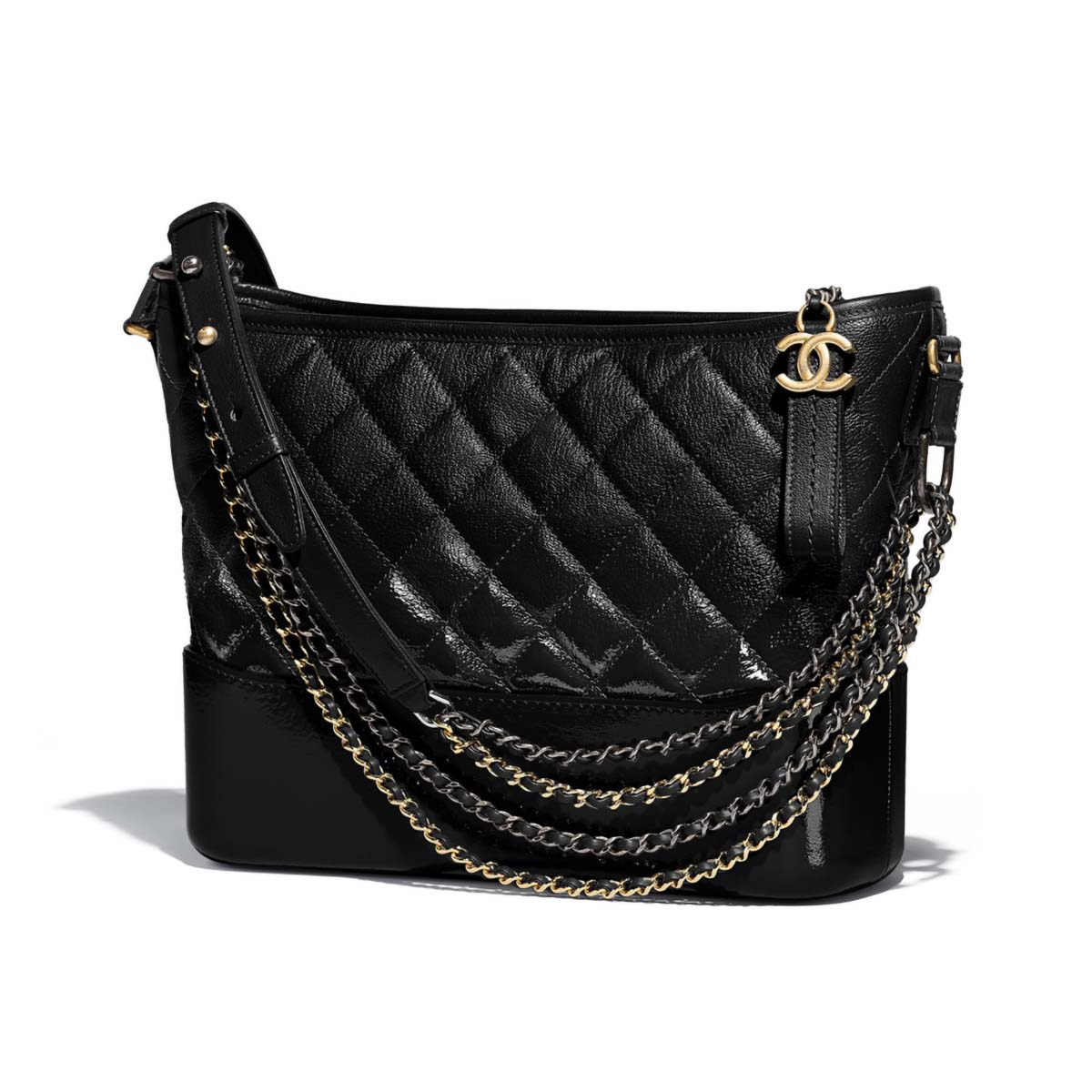 Chanel Gabrielle Hobo Medium Bag in Goatskin with Gold Silver-Tone Metal