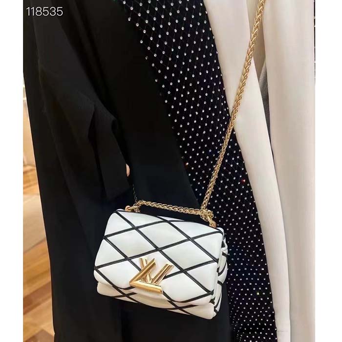 Louis Vuitton LV Women Pico GO-14 Black White Lambskin Cowhide Leather