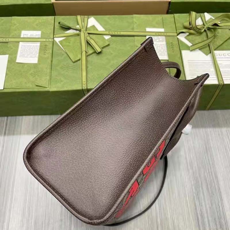 Gucci Unisex Tiger GG Small Tote Bag Beige Ebony GG Supreme Canvas