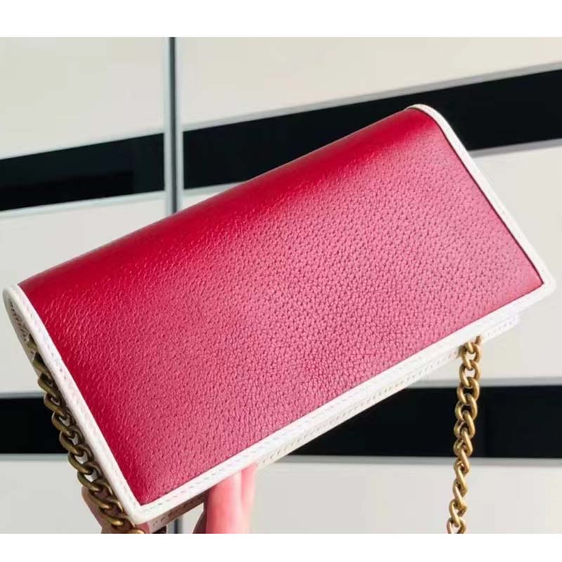 Gucci Women GG Adidas x Gucci Wallet Chain Red Off-White Leather Interlocking G