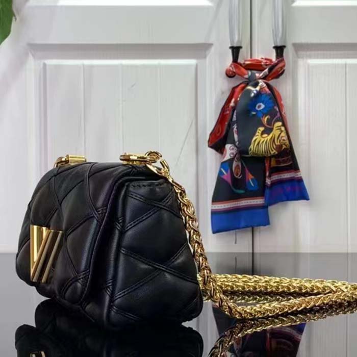 Louis Vuitton LV Women Pico GO-14 Black Lamb Leather Lambskin Cowhide Leather