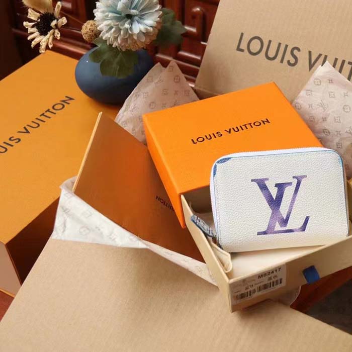 Louis Vuitton LV Unisex Zippy Coin Purse Blue Monogram Coated Canvas Zip Closure