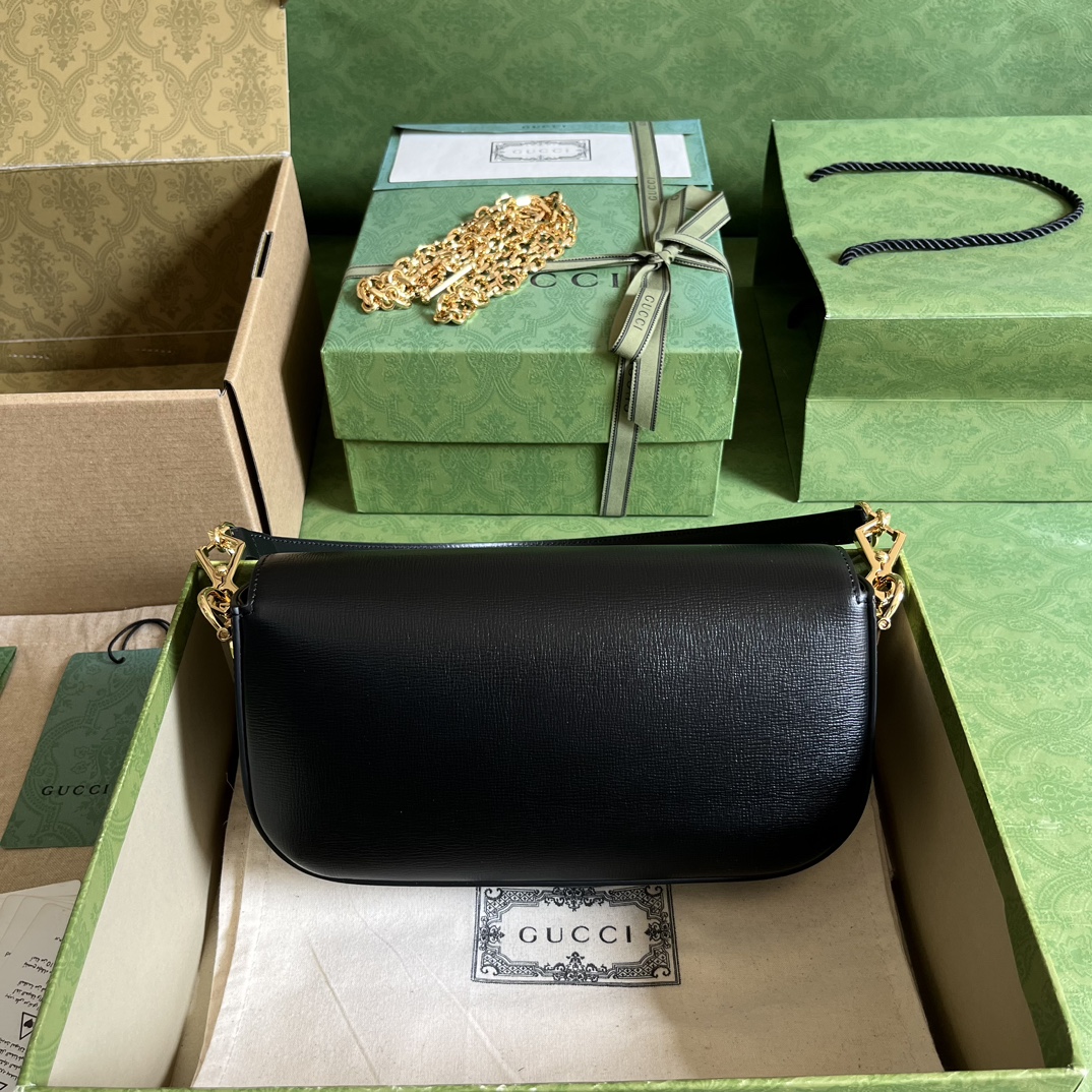 Gucci Women Dionysus Small Shoulder Bag Black Leather GG Supreme Canvas