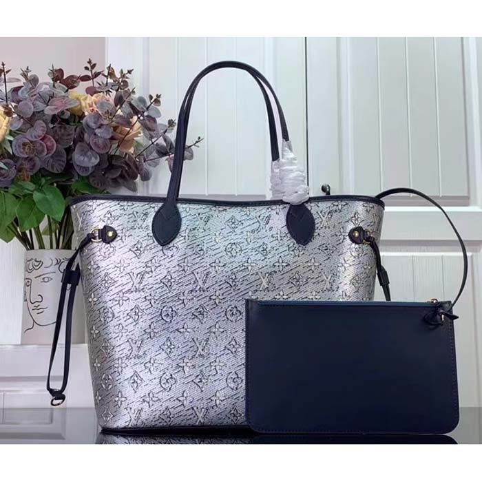 Louis Vuitton LV Unisex Neverfull MM Monogram Coated Canvas Cowhide Leather