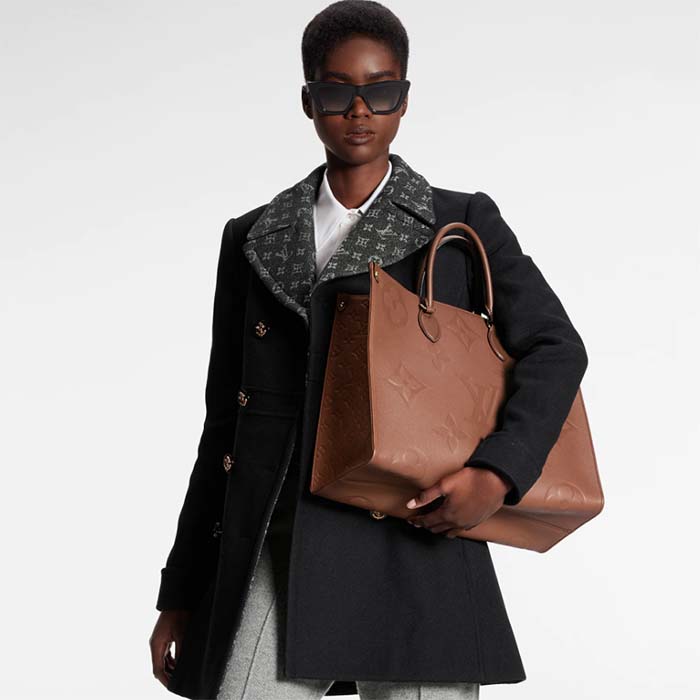 Louis Vuitton LV Women OnTheGO GM Tote Bag Brown Monogram Embossed Leather