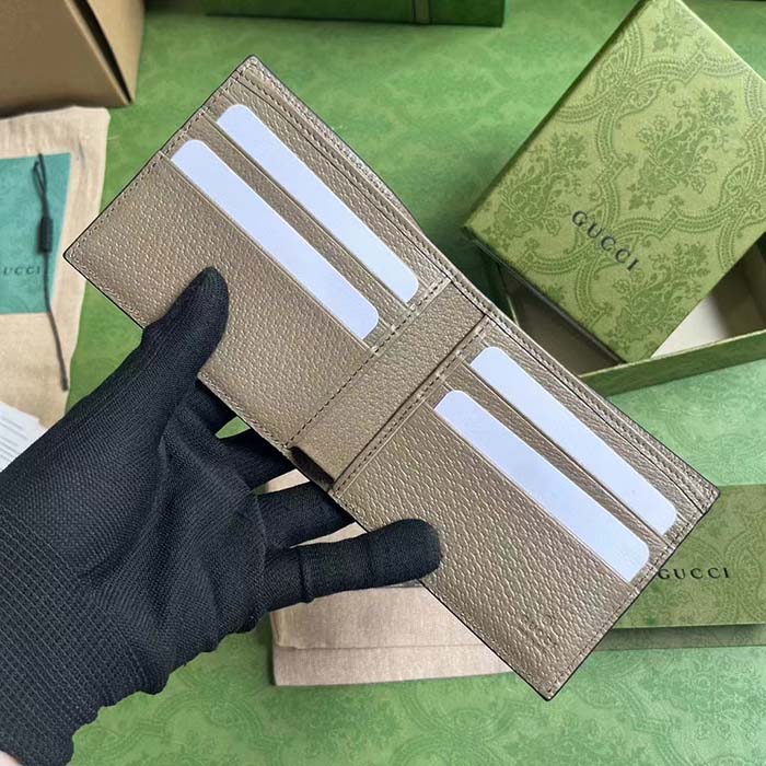 Gucci Unisex GG Marmont Card Case Wallet Taupe Leather Double G
