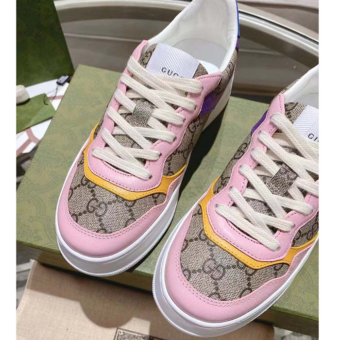 Gucci Unisex GG Sneaker Beige Ebony GG Supreme Canvas Mid Heel 5.6 Cm Heel