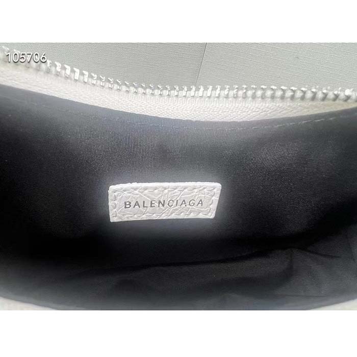 Balenciaga Women BB Le Cagole XS Shoulder Bag White Arena Lambskin
