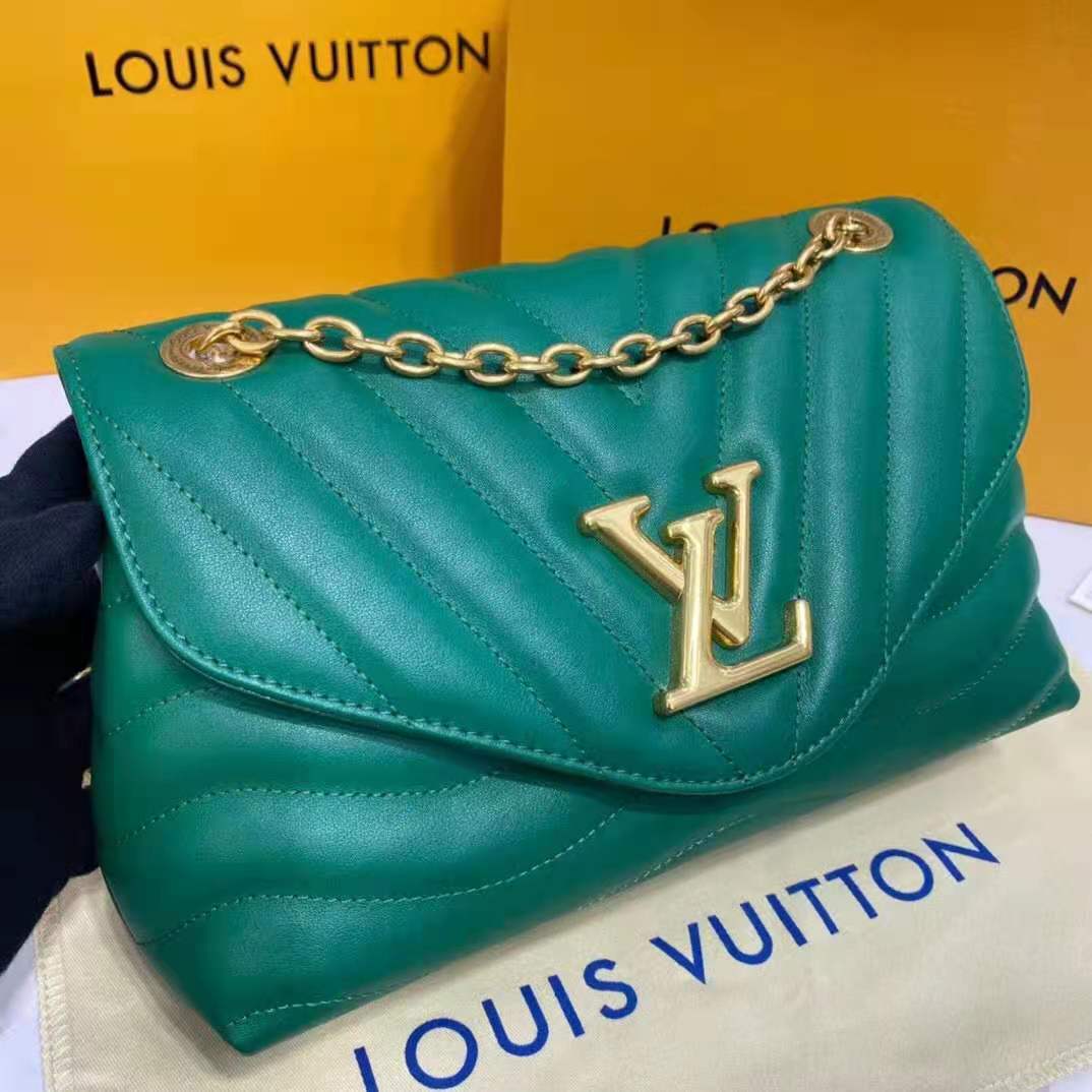 Louis Vuitton LV Women New Wave Chain Bag Handbag Emerald Green Smooth Cowhide Leather