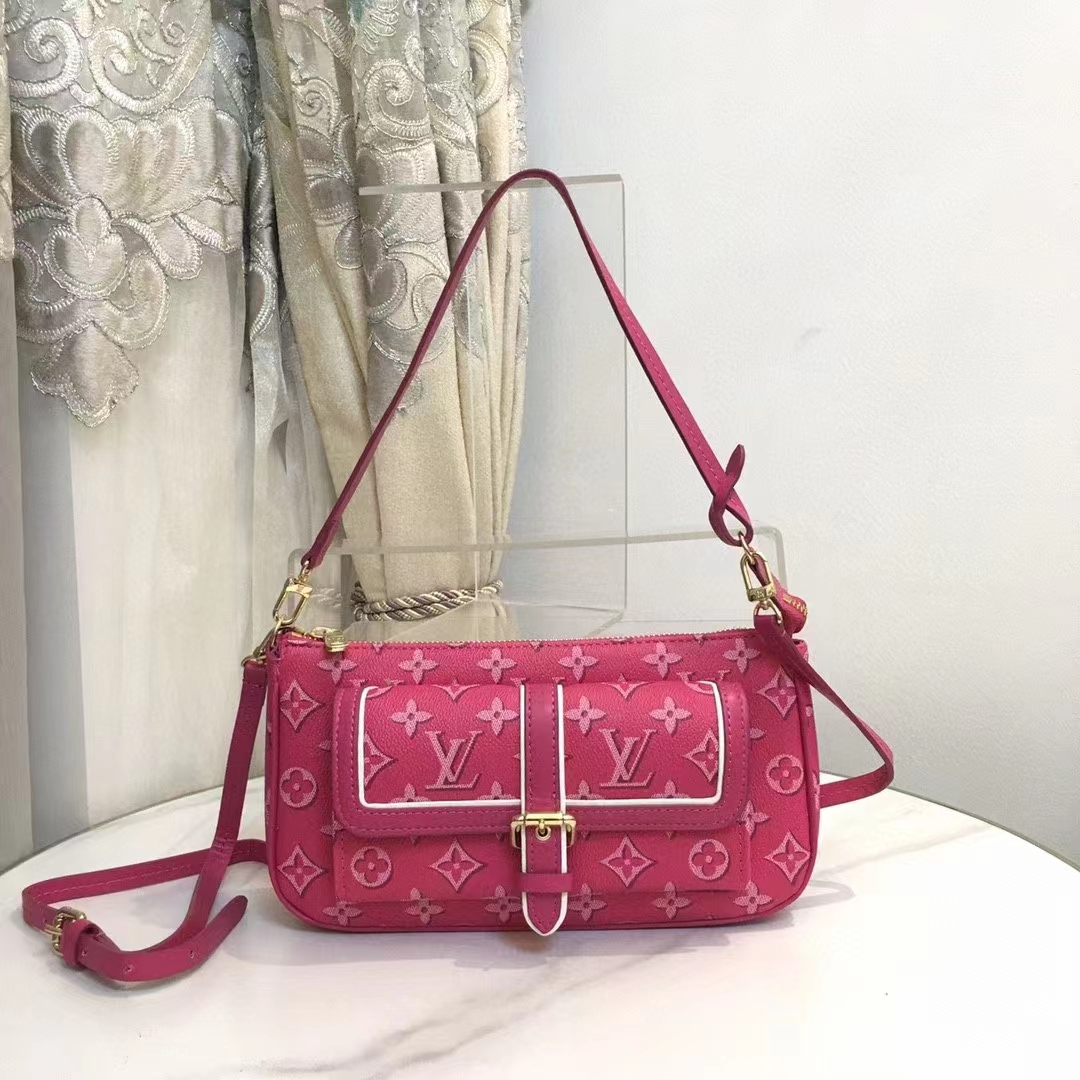 Louis Vuitton LV Women Maxi Multi Pochette Accessoires Handbag Fuchsia Pink Monogram Coated Canvas