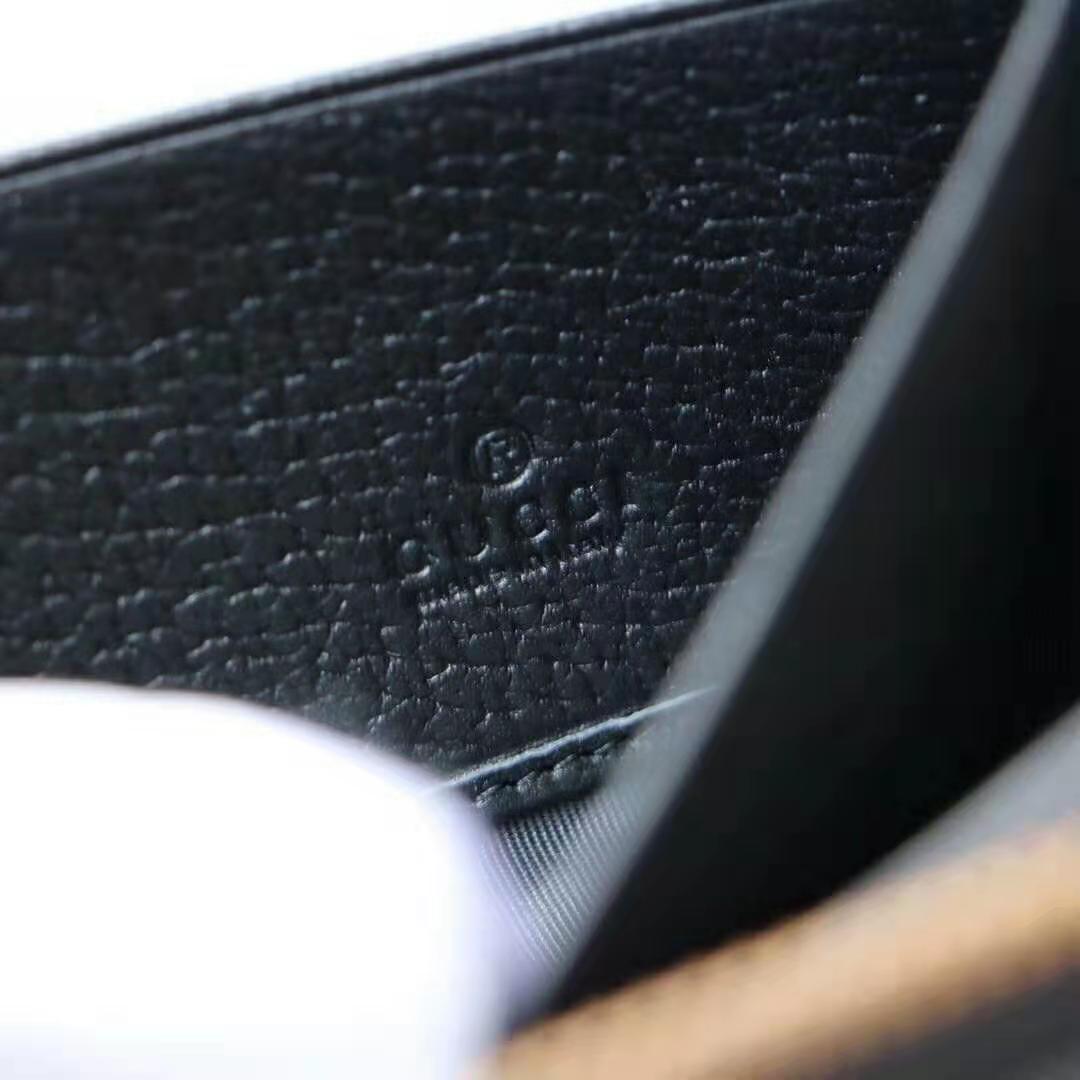 Gucci GG Unisex Leather Zip Around Wallet with Web in Black Leather