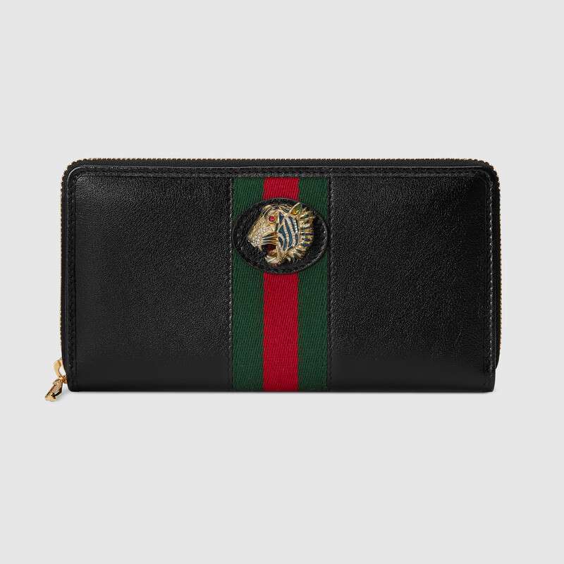 Gucci GG Unisex Rajah Zip Around Wallet in Cerise Leather with a Vintage Effect