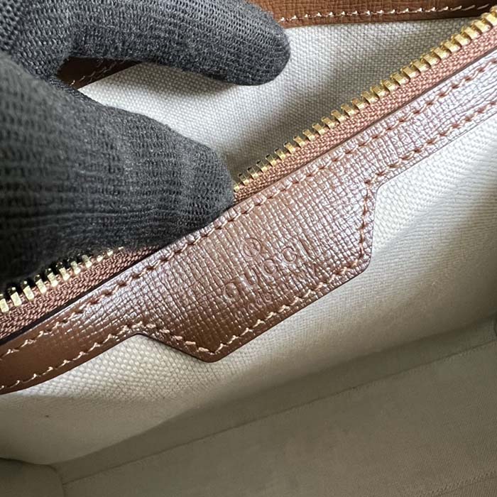 Gucci Unisex Small Tote Interlocking G Beige Ebony GG Supreme Canvas