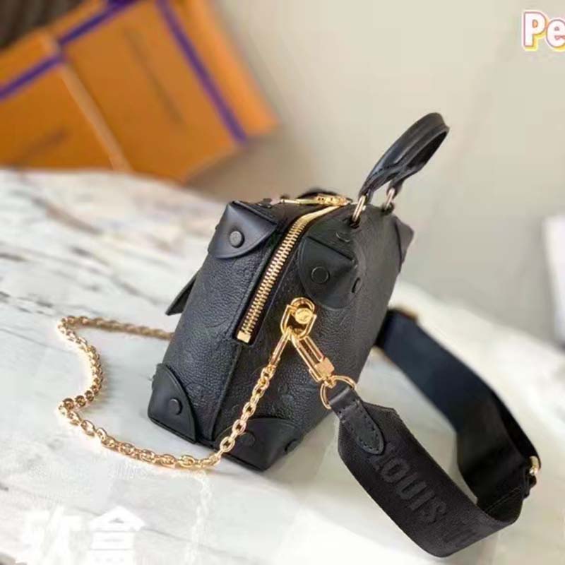 Louis Vuitton LV Women Petite Malle Souple Black Embossed Grained Cowhide Leather