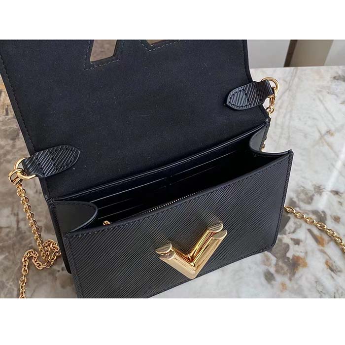 Louis Vuitton Women LV Twist Belt Chain Pouch Black Epi Grained Cowhide Leather