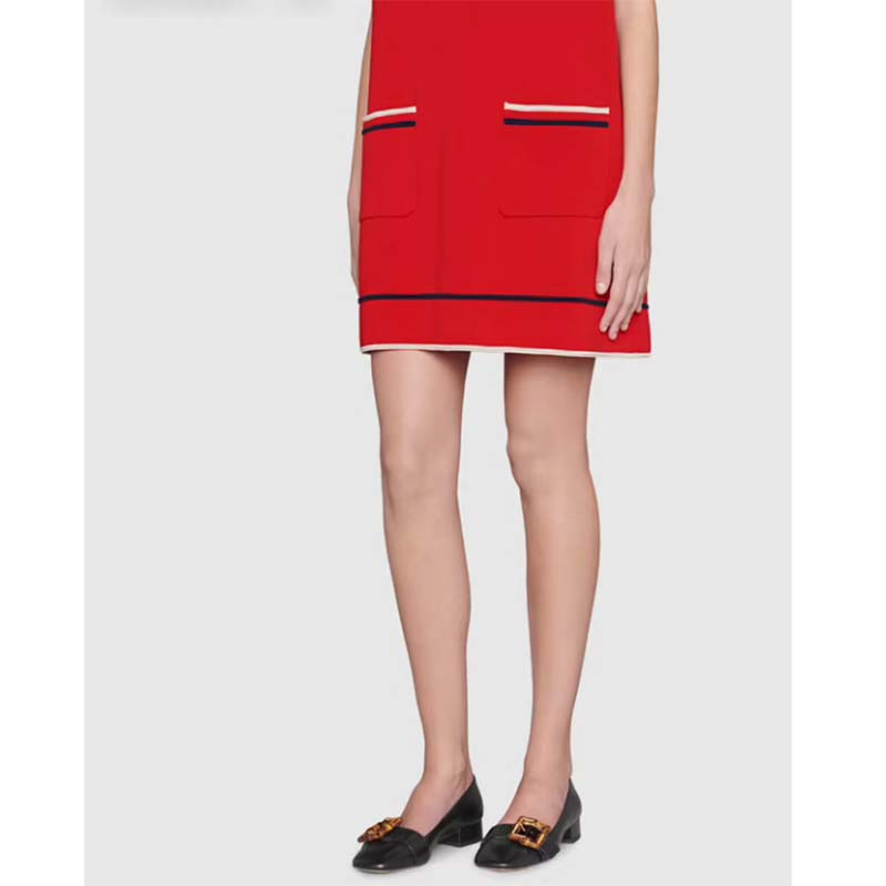 Gucci Women’s GG Ballet Flat Bamboo Buckle Black Leather Round Toe Chunky Heel