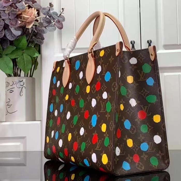 Louis Vuitton LV Women LV x YK OnTheGo MM​ Monogram Coated Canvas 3D Painted Dots Print