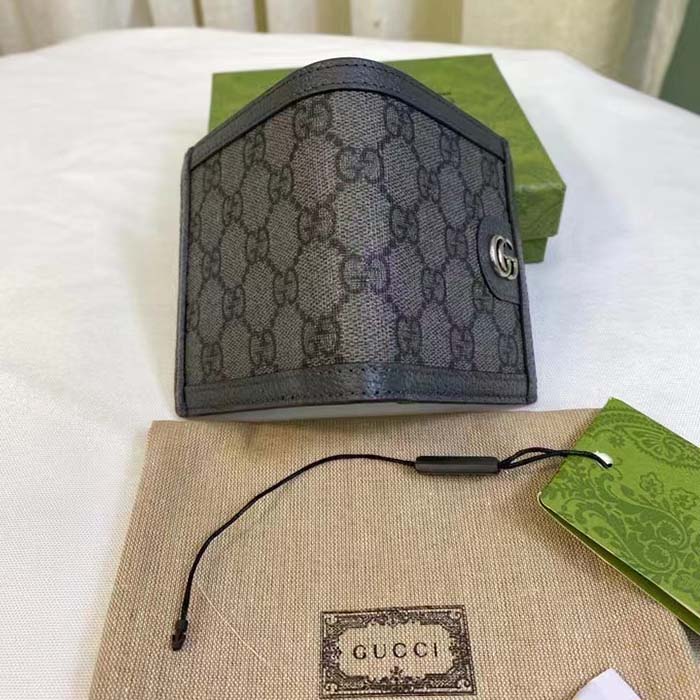 Gucci Unisex Ophidia GG Wallet Grey Black Supreme Canvas Double G