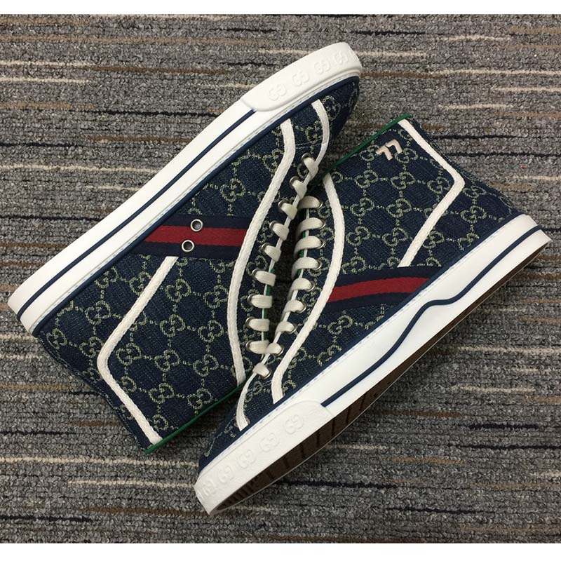 Gucci Unisex Gucci Tennis 1977 Sneaker Navy Rubber Sole Flat 2 Cm Heel