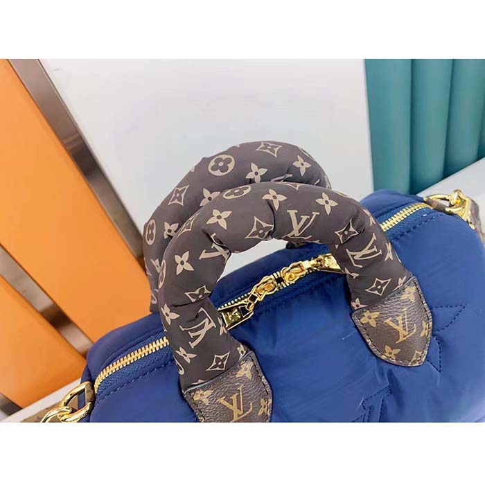 Louis Vuitton LV Women Pillow Speedy Bandoulière 25 Handbag Navy Blue Monogram Coated Canvas