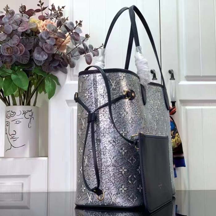 Louis Vuitton LV Unisex Neverfull MM Monogram Coated Canvas Cowhide Leather