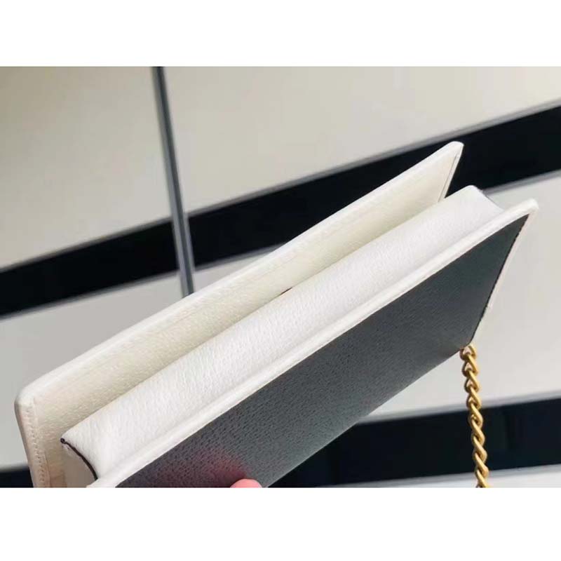Gucci Women GG Adidas x Gucci Wallet Chain Black White Leather Interlocking G