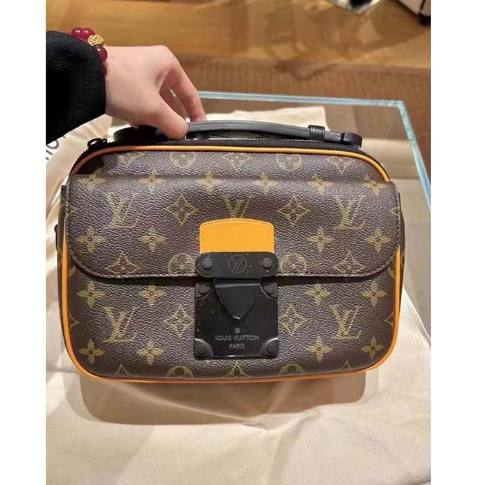Louis Vuitton LV Unisex S Lock Messenger Radiant Sun Monogram Macassar Coated Canvas