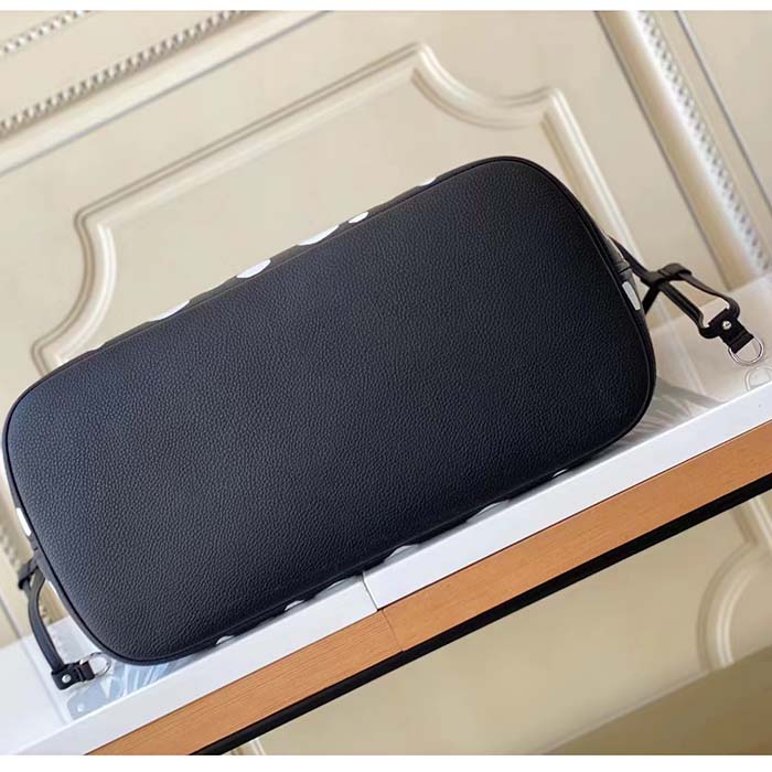 Louis Vuitton Women LVxYK Neverfull MM Tote Black White Embossed Grained Monogram Empreinte Cowhide