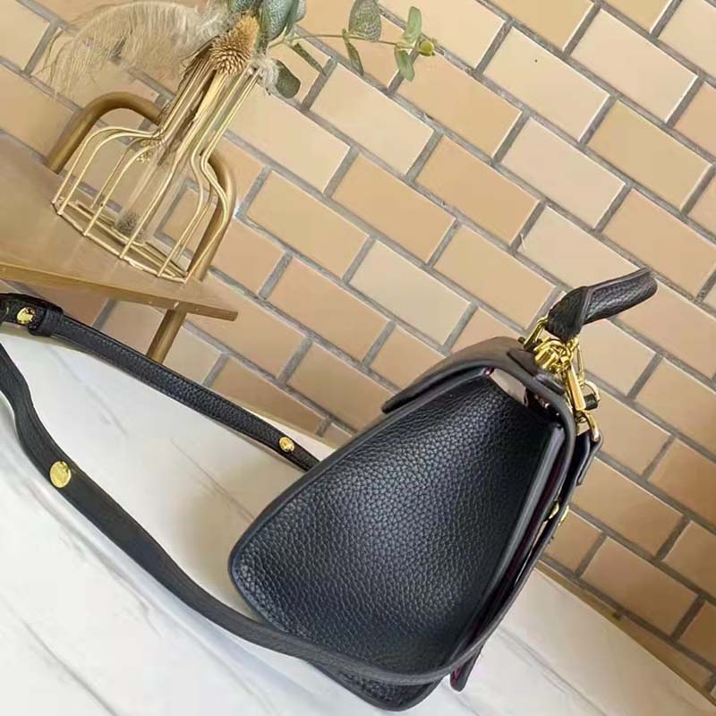 Louis Vuitton LV Women Twist One Handle PM Handbag Black Taurillon Cowhide