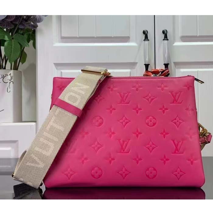 Louis Vuitton LV Women Coussin BB Handbag Fluo Pink Grained Calfskin Leather