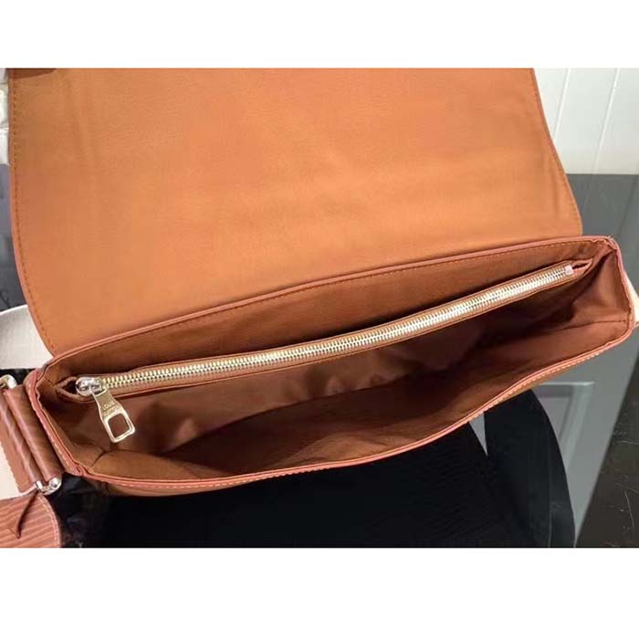 Louis Vuitton LV Unisex Montsouris Messenger Cognac Calf Leather Textile Lining