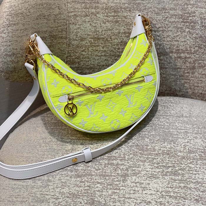 Louis Vuitton LV Unisex Loop Half-Moon Baguette Bag Yellow Monogram Jacquard Velvet