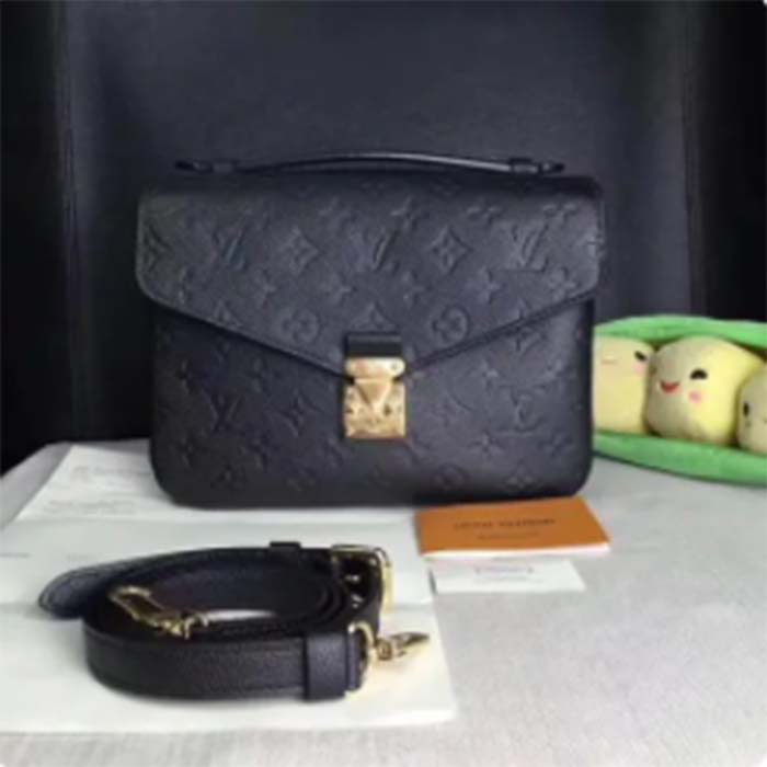Louis Vuitton LV Women Pochette Métis Bag Black Monogram Grained Cowhide Leather