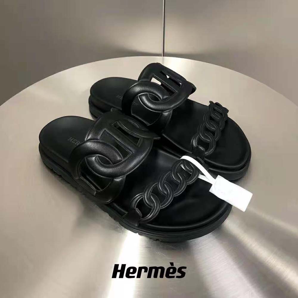 Hermes Women Extra Sandal in Nappa Leather-Black