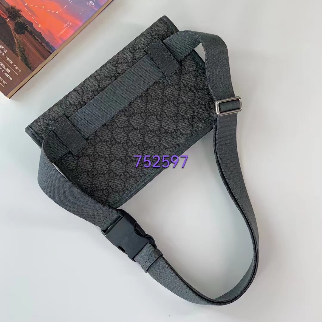 Gucci Unisex Ophidia GG Small Belt Bag Grey Black GG Supreme Canvas Double G