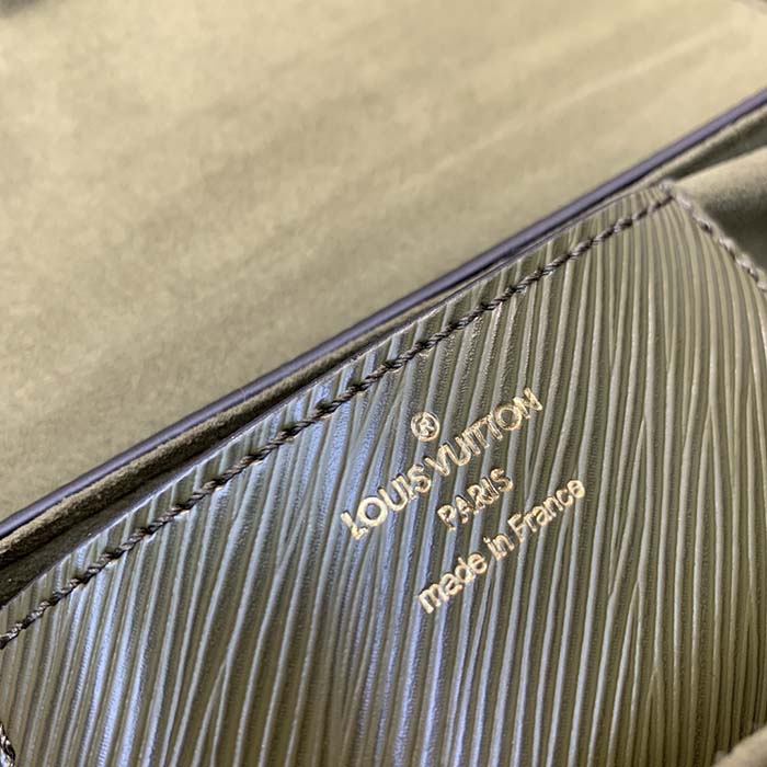 Louis Vuitton LV Women Twist MM Handbag Kaki Quartz White Epi Grained Cowhide