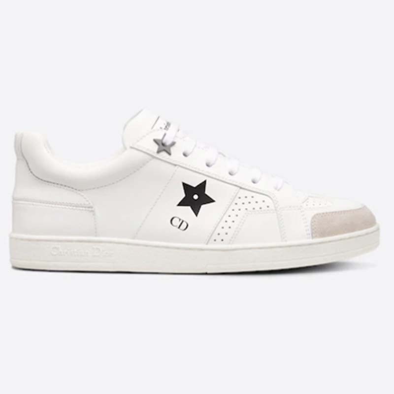 Dior Unisex Dior Star Sneaker White Calfskin Suede ‘CD’ Signature Black Star