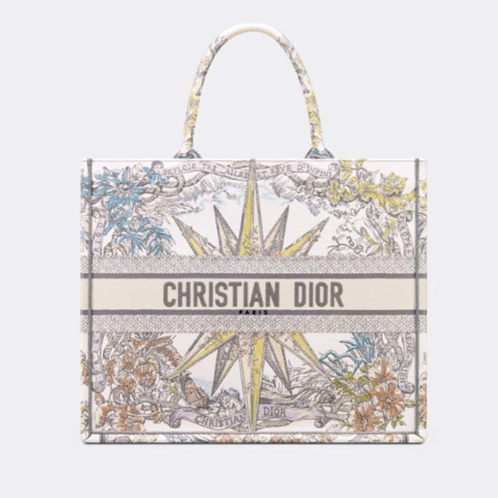 Dior Women CD Large Book Tote White Multicolor Rêve D’Infini Embroidery