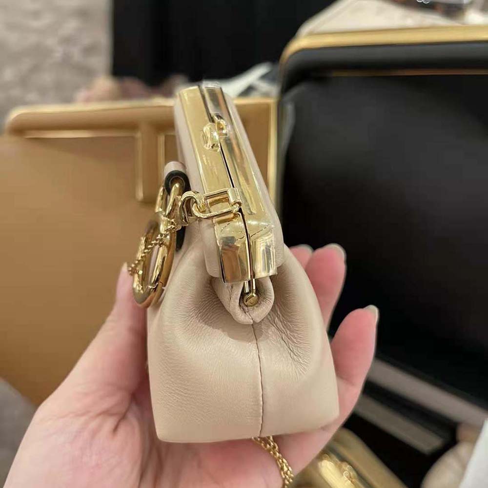 Fendi Women Nano Fendi First Charm Nappa Leather-Beige