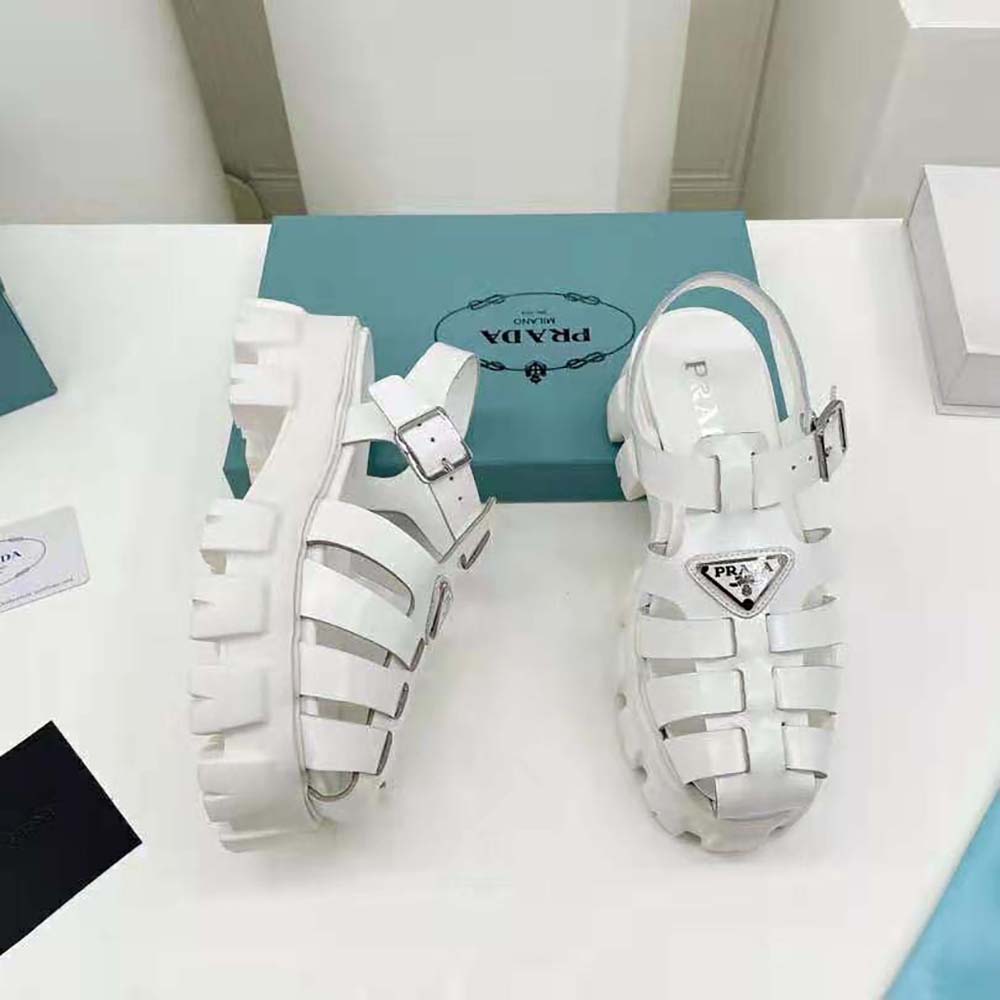 Prada Women Foam Rubber Sandals in 55 mm Heel Height-White