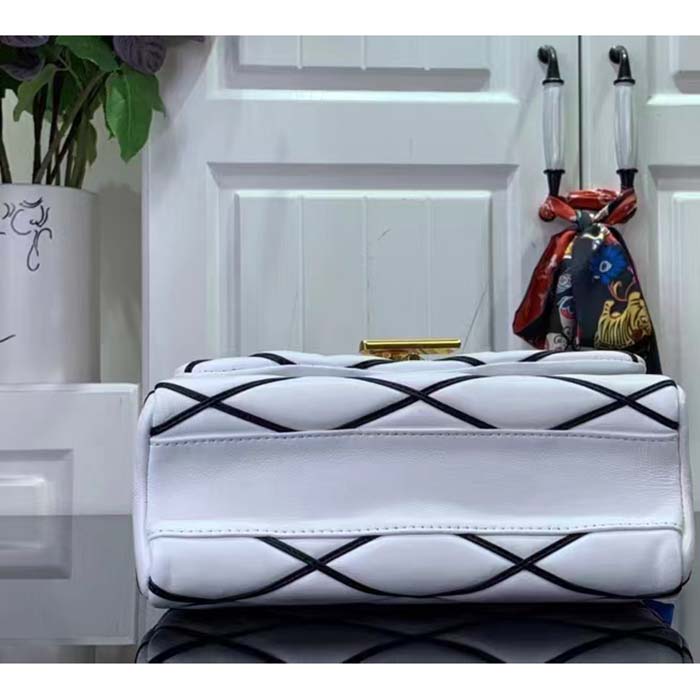 Louis Vuitton LV Women GO-14 MM White Black Lamb Leather Cowhide Leather