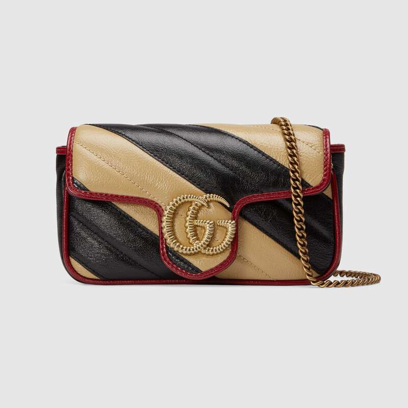 Gucci GG Women GG Marmont Super Mini Bag in Diagonal Matelassé Leather
