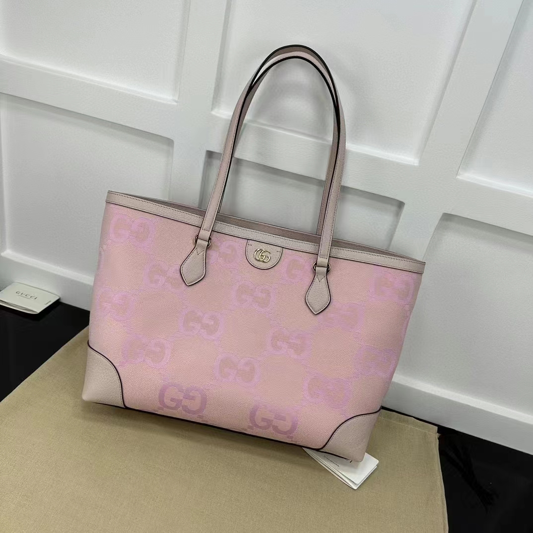 Gucci Unisex Ophidia Jumbo GG Medium Tote Beige Lilac Double G