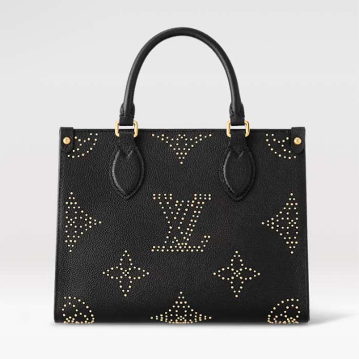 Louis Vuitton LV Women Onthego PM Black Monogram Empreinte Grained Cowhide Leather Studs