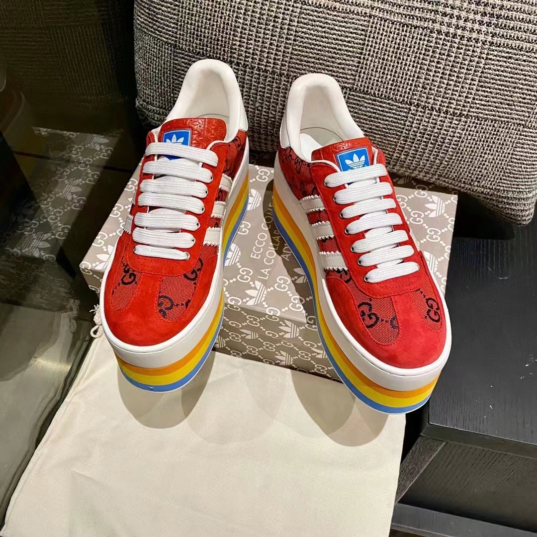 Gucci Women Adidas x Gucci GG Gazelle Sneaker Red Velvet Details Demetra