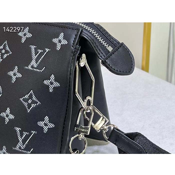 Louis Vuitton LV Women Coussin MM Handbag Black Gray Lambskin