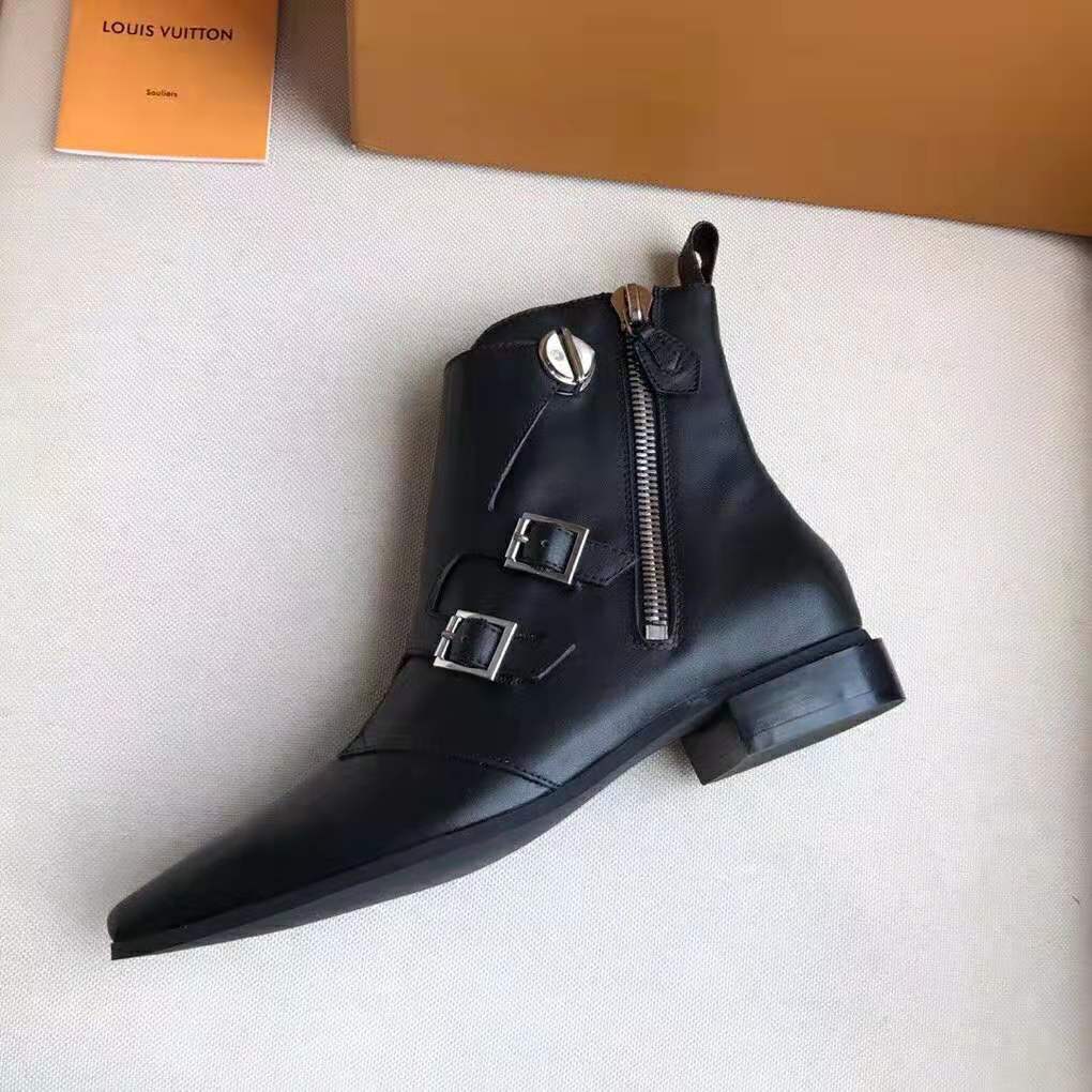 Louis Vuitton LV Women Jumble Flat Ankle Boot in Calf Leather-Black