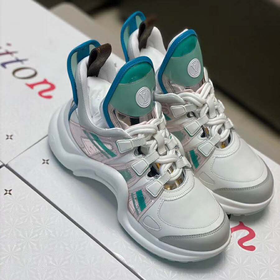 Louis Vuitton LV Women LV Archlight Sneaker in Leather and Technical Fabrics-Aqua