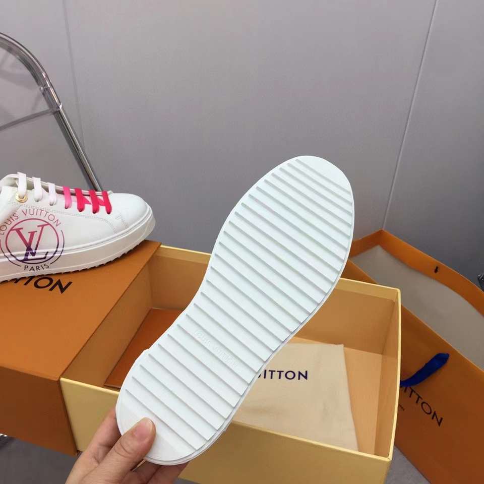 Louis Vuitton Unisex LV Time Out Open-Back Sneaker Fuchsia Pink Printed Calf Leather